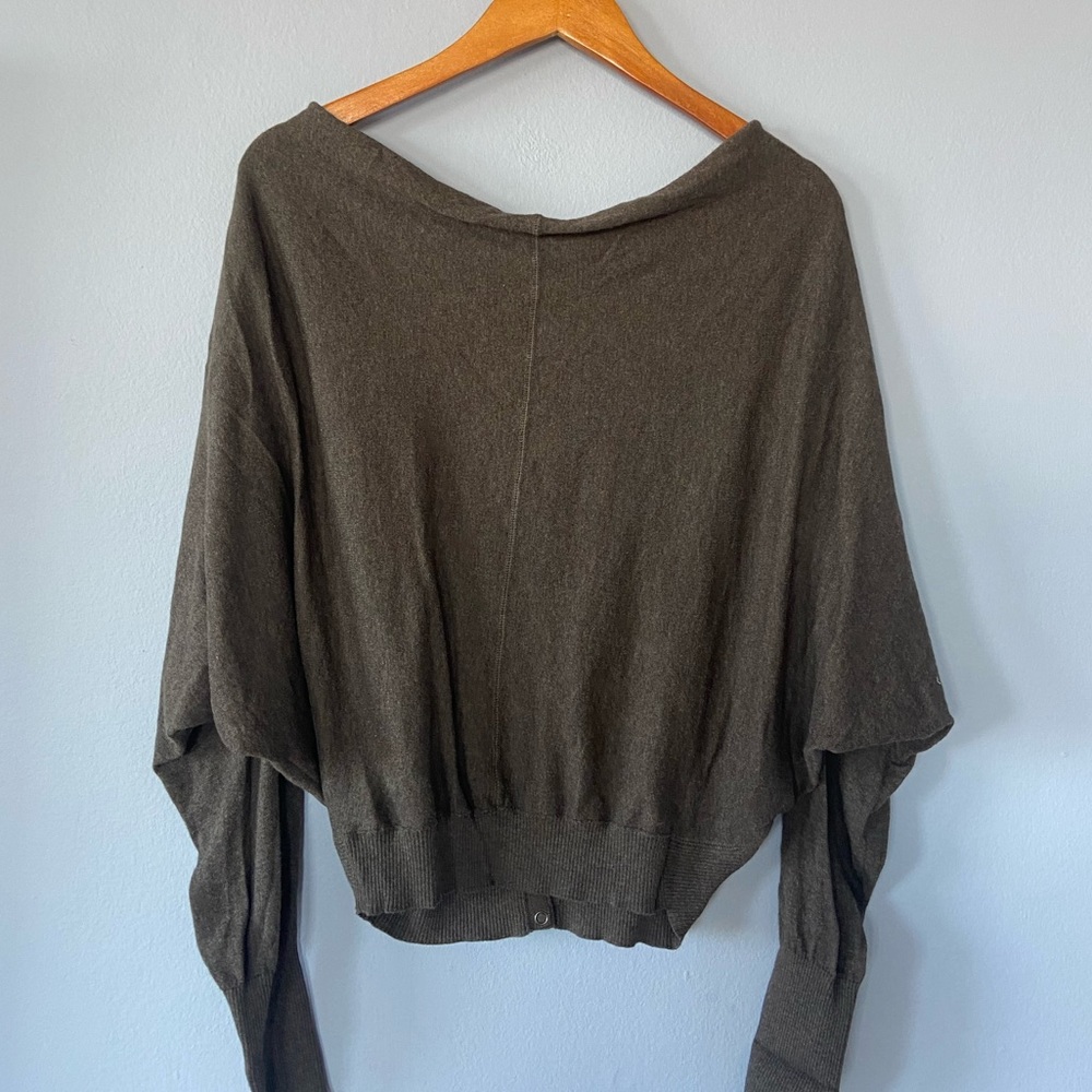 🛑SOLD All Saints Brown Elgar Button Back Cowl Neck Sweater - Picture 4 of 8